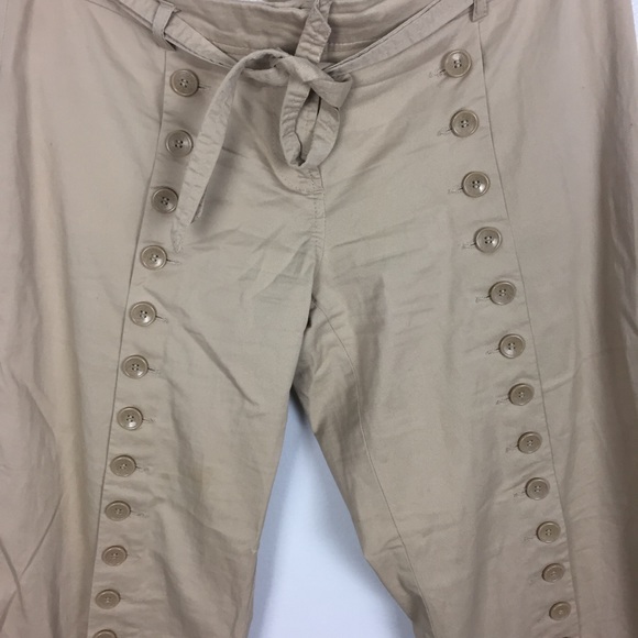 Anthropologie Khaki Button Front Belted Crop Pant - Picture 4 of 6
